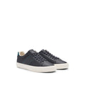 Faux-leather trainers with plain and grained textures