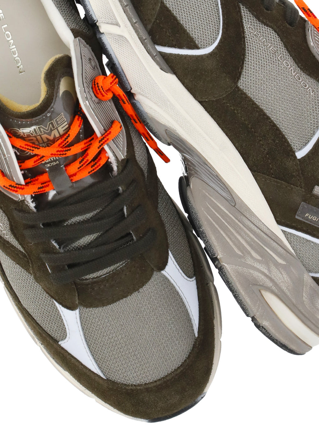Green Fugitive 9094 Leather Mesh Used-Effect Sneakers
