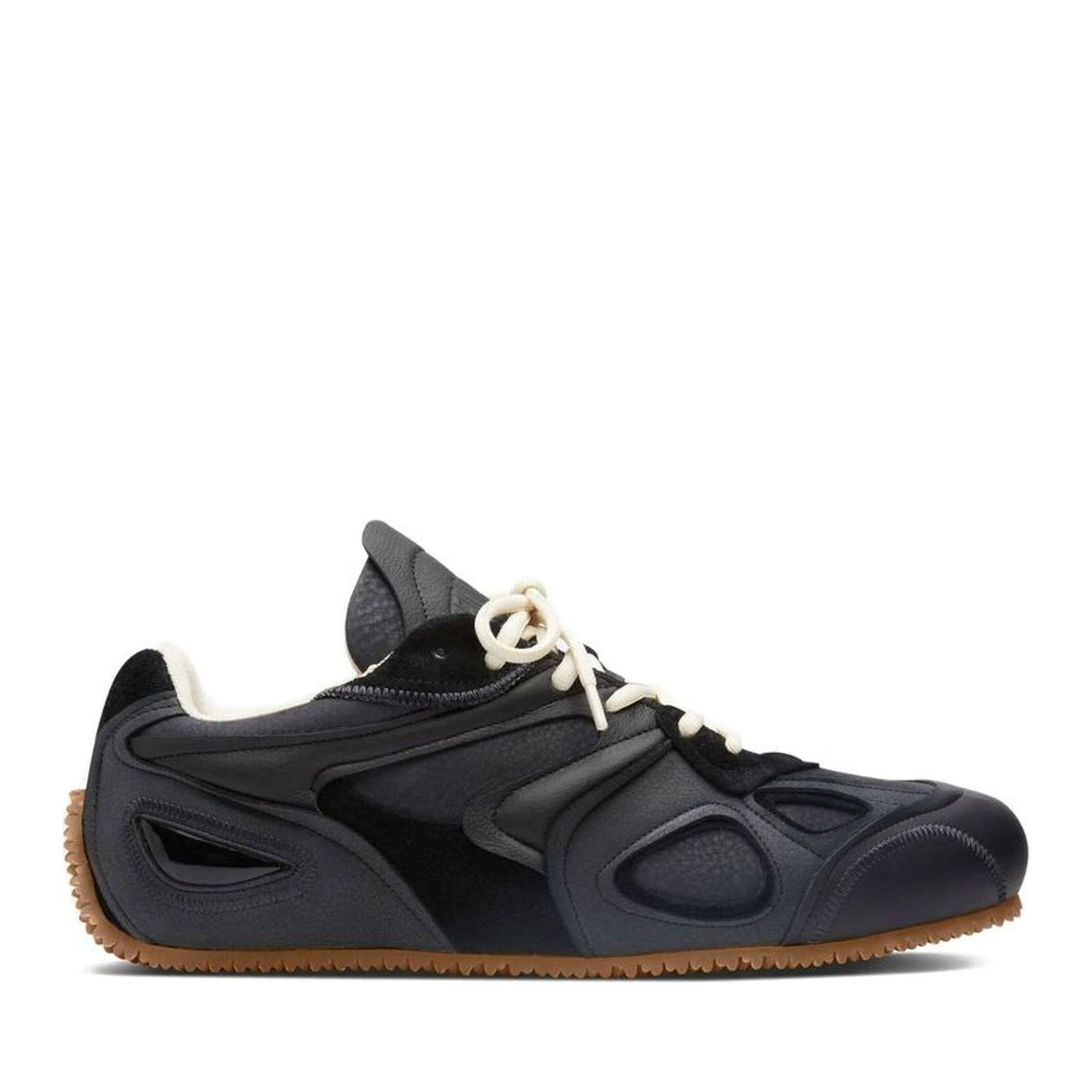 Black Slow Runner Layered Panel Padded Collar Sneakers