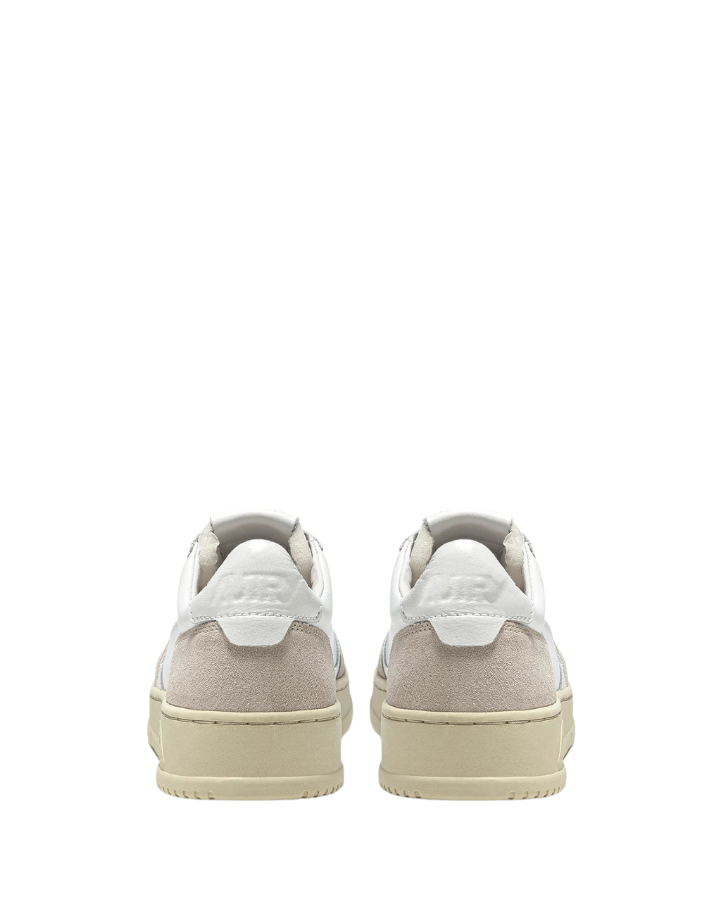 Autry Medalist Low White Leather and Beige Suede Sneakers