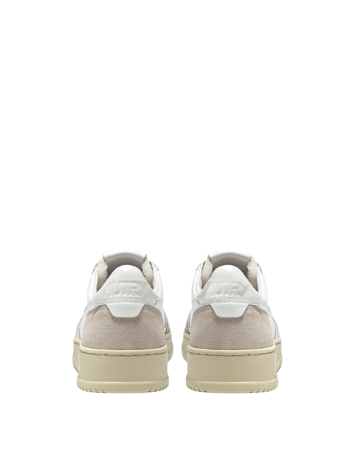 Autry Medalist Low White Leather and Beige Suede Sneakers