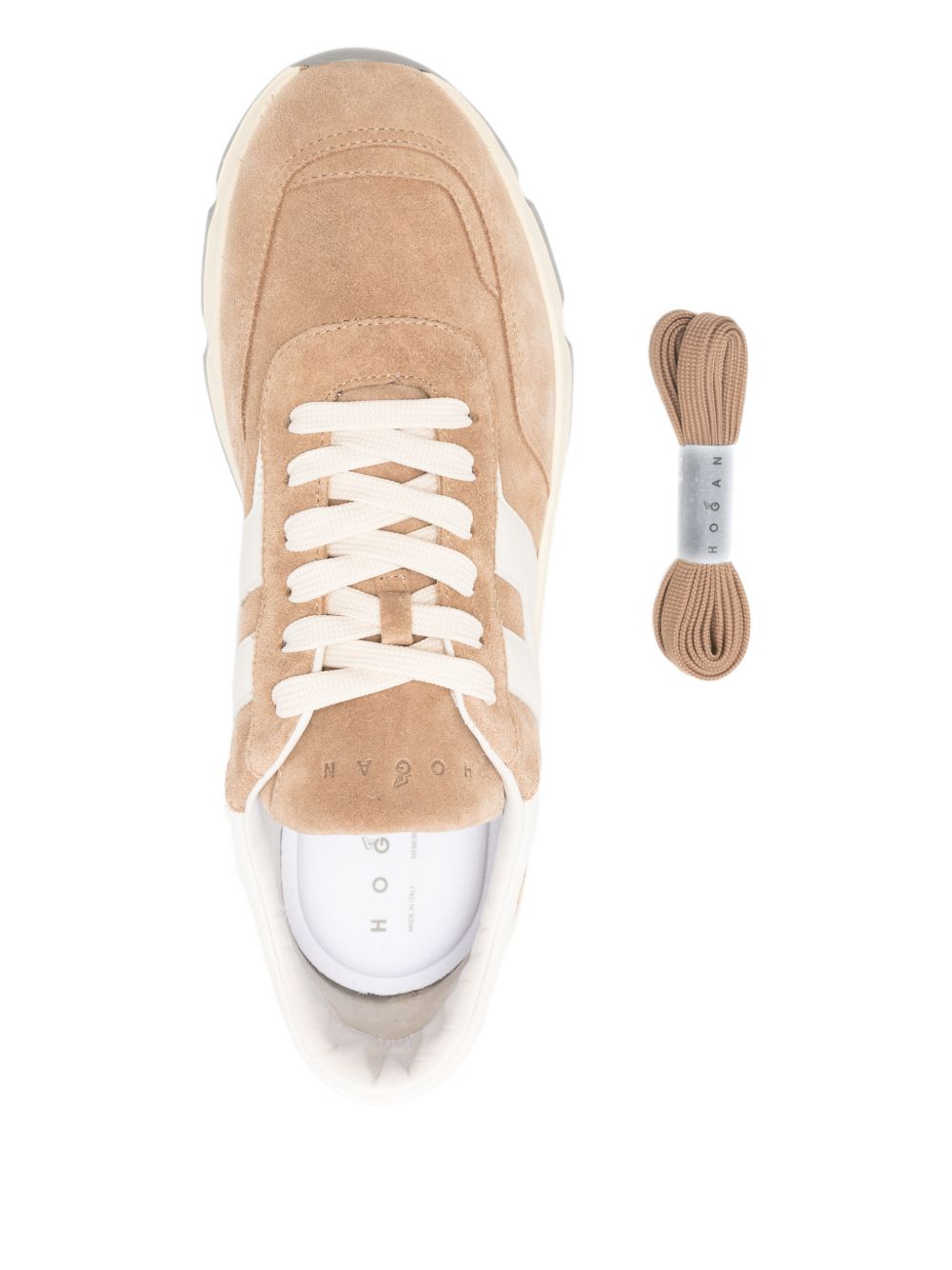 Beige Silk and Nylon Sneakers