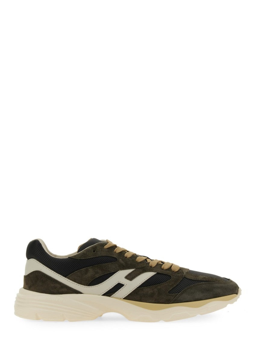 Calfskin And Suede Sneakers With Prominent Logo