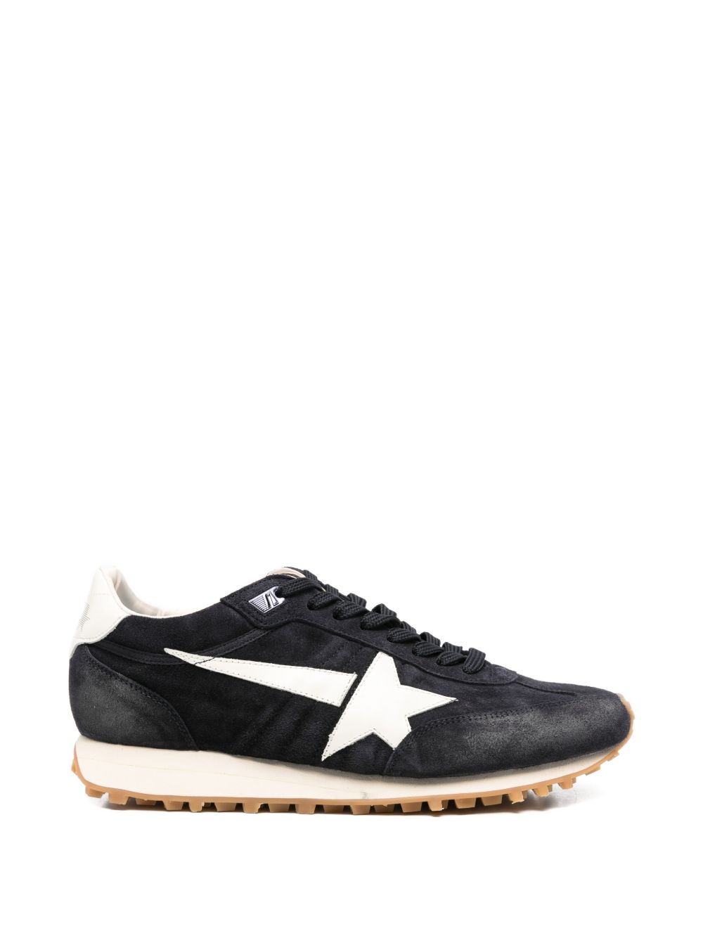 Low-Top Black Suede Star Detail Sneakers