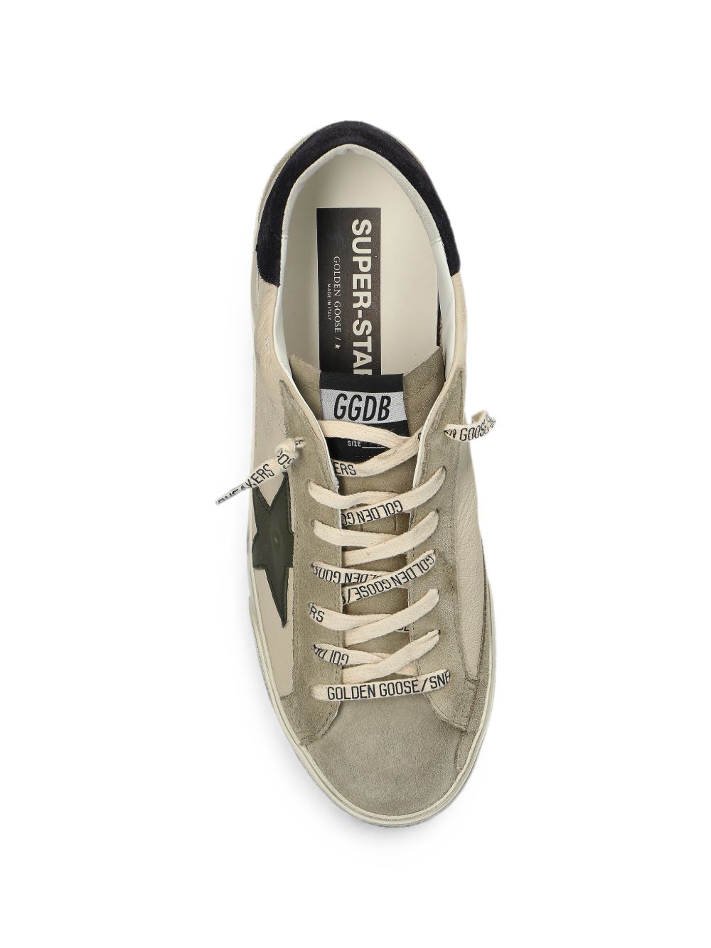 Beige Olive Green Star Low-Top Suede Sneakers