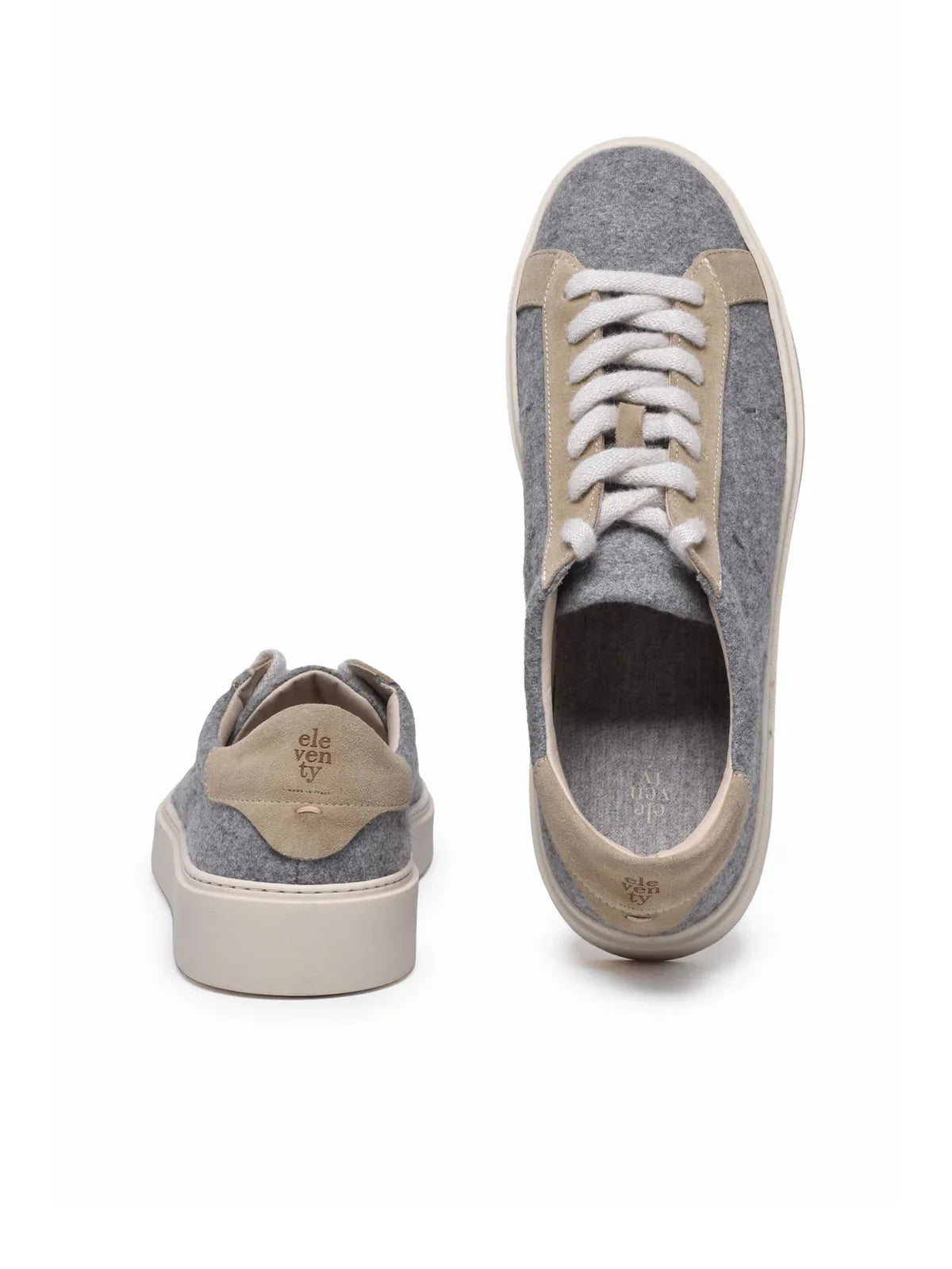 Grey Leather Accents Fabric Sneakers