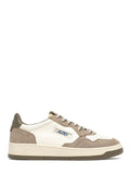 Low-Top Sneakers with Leather and Suede Panels in Covert Green