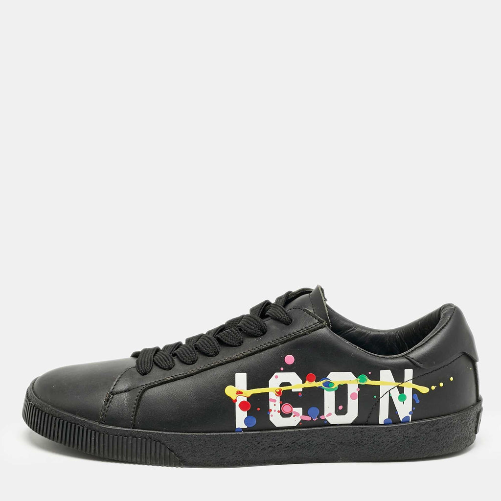 Dsquared2 Black Leather Cassetta Low Top Sneakers