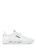Low-Top Leather Sneakers with Perforated Detailing and Unique Sole Accents