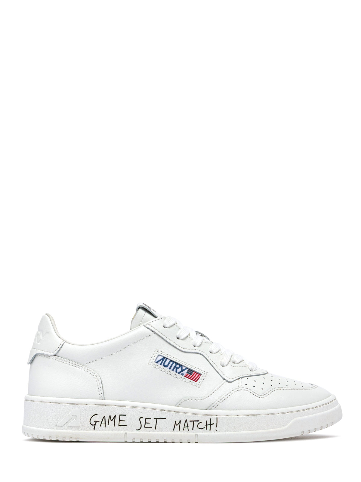 Low-Top Leather Sneakers with Perforated Detailing and Unique Sole Accents