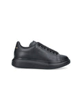 Black Oversized Smooth Leather Platform Sneakers