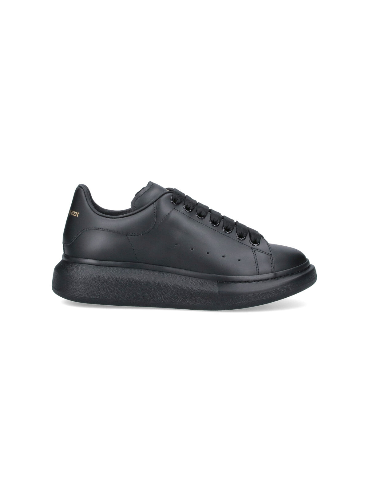 Black Oversized Smooth Leather Platform Sneakers