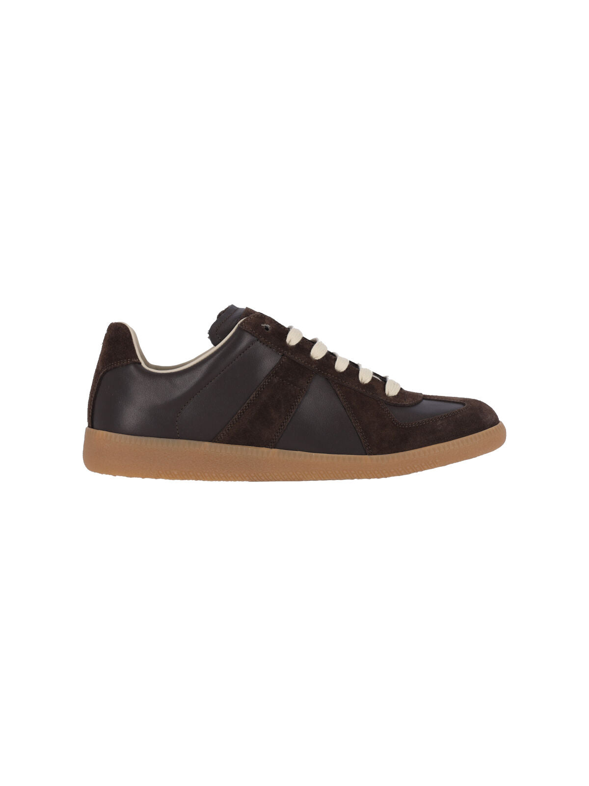 Low-Top Sneakers with Smooth Leather and Suede Panels