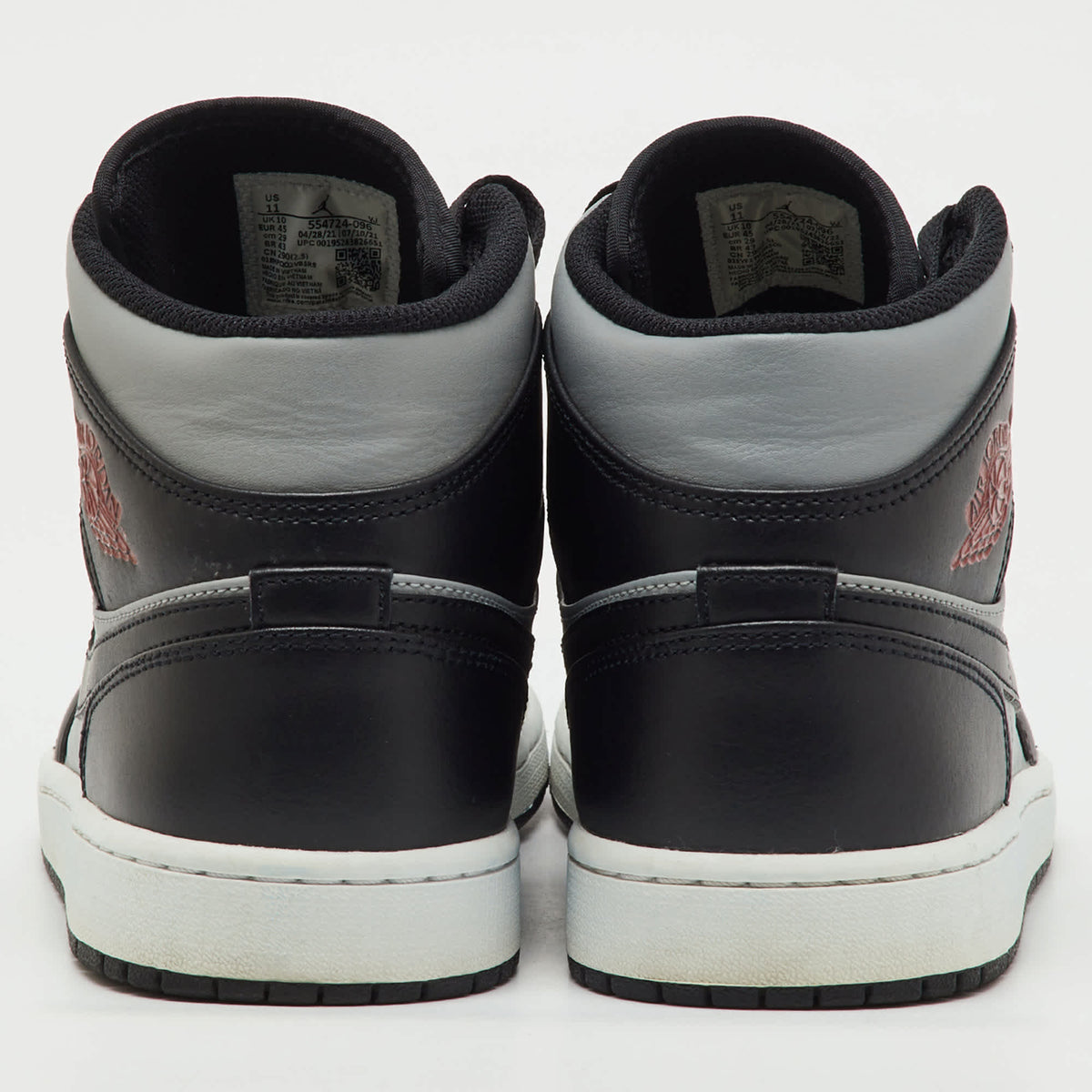 Air Jordans Black/grey Leather Jordan 1 Mid Shadow Red Sneakers