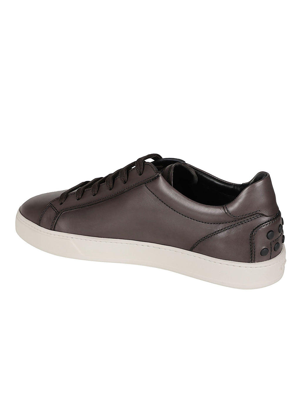 Low-Top Brown Calf Leather Sneakers with Textured Sole