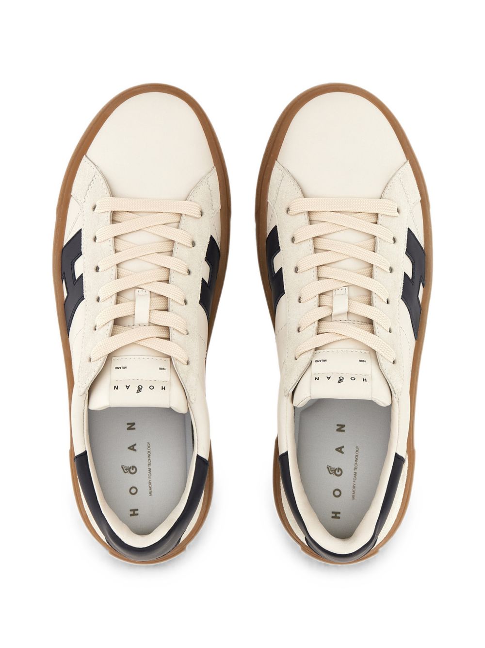 Cream Low-Top Black Accent Sneakers