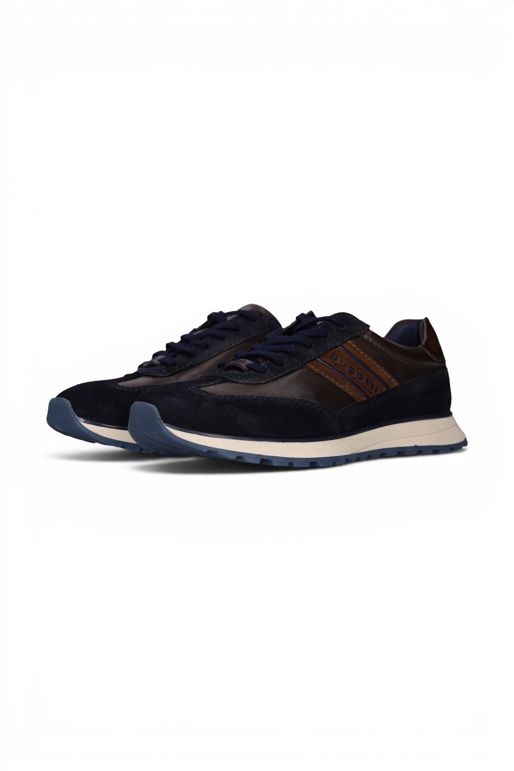 Bugatti Men's Navy Blue Leather Lace-Up Trainer Sneaker Shoes - Timon