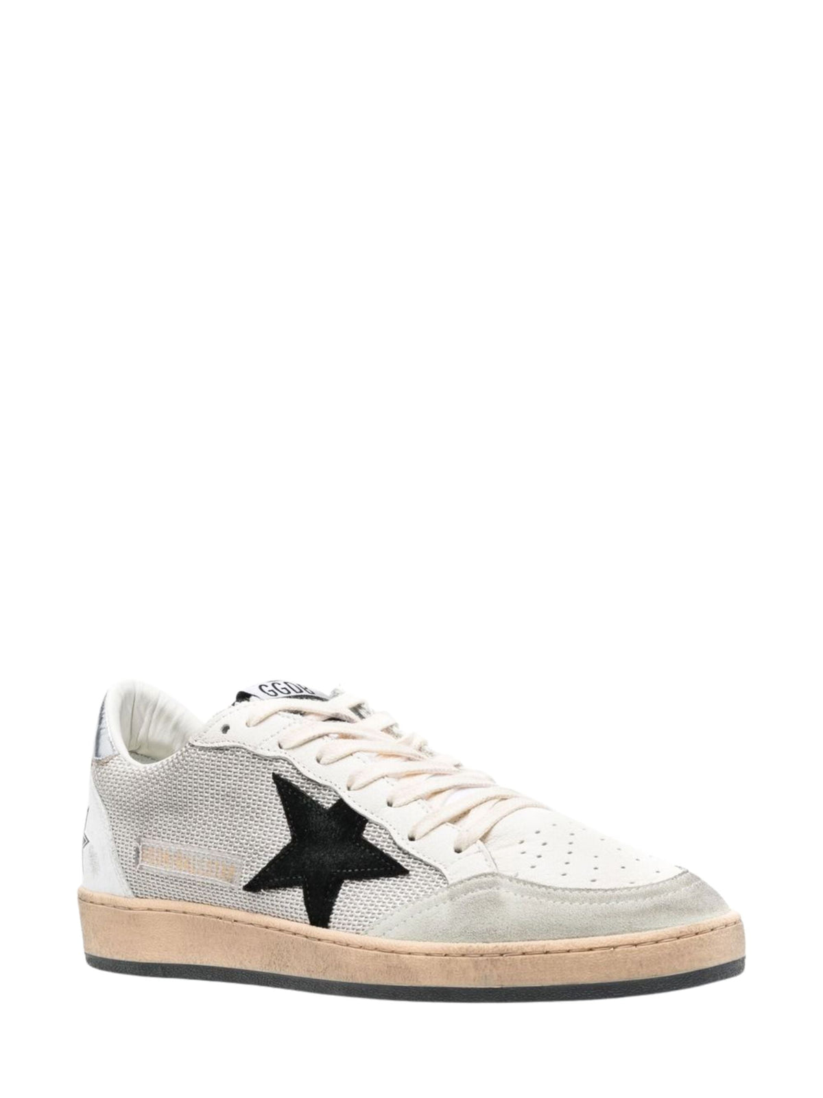 Black Iconic Star Detail Grey Mesh Low-Top Sneakers