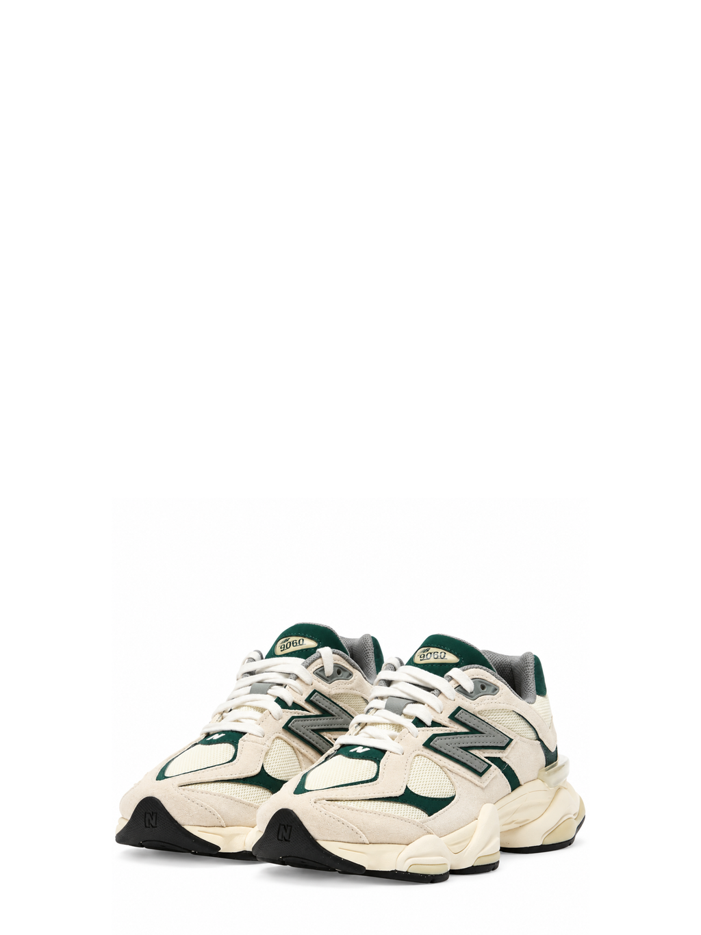 Green 9060 Layered Leather Mesh Sneakers
