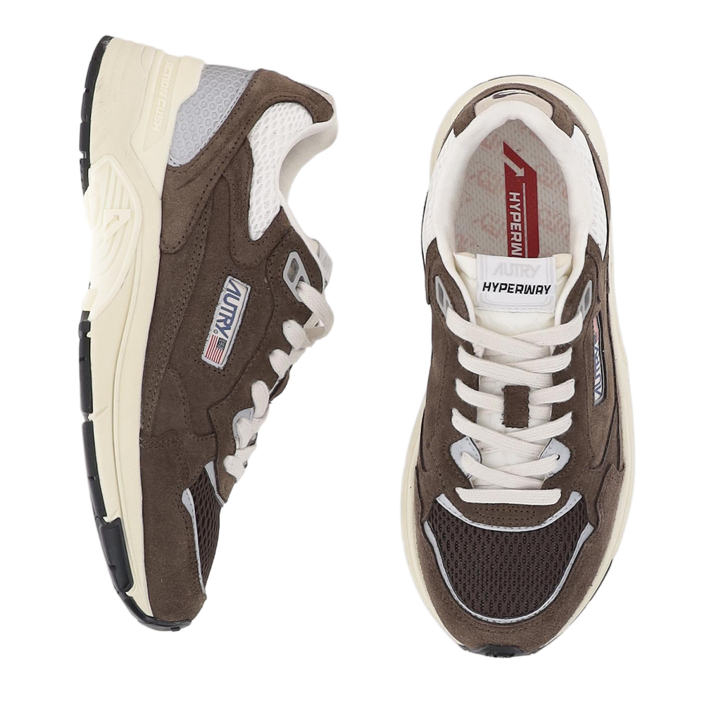 Brown Suede Mesh Terry Sneakers