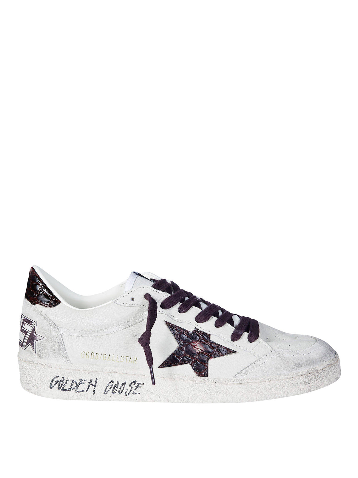 Ball Star Low-Top Distressed White Leather Sneakers