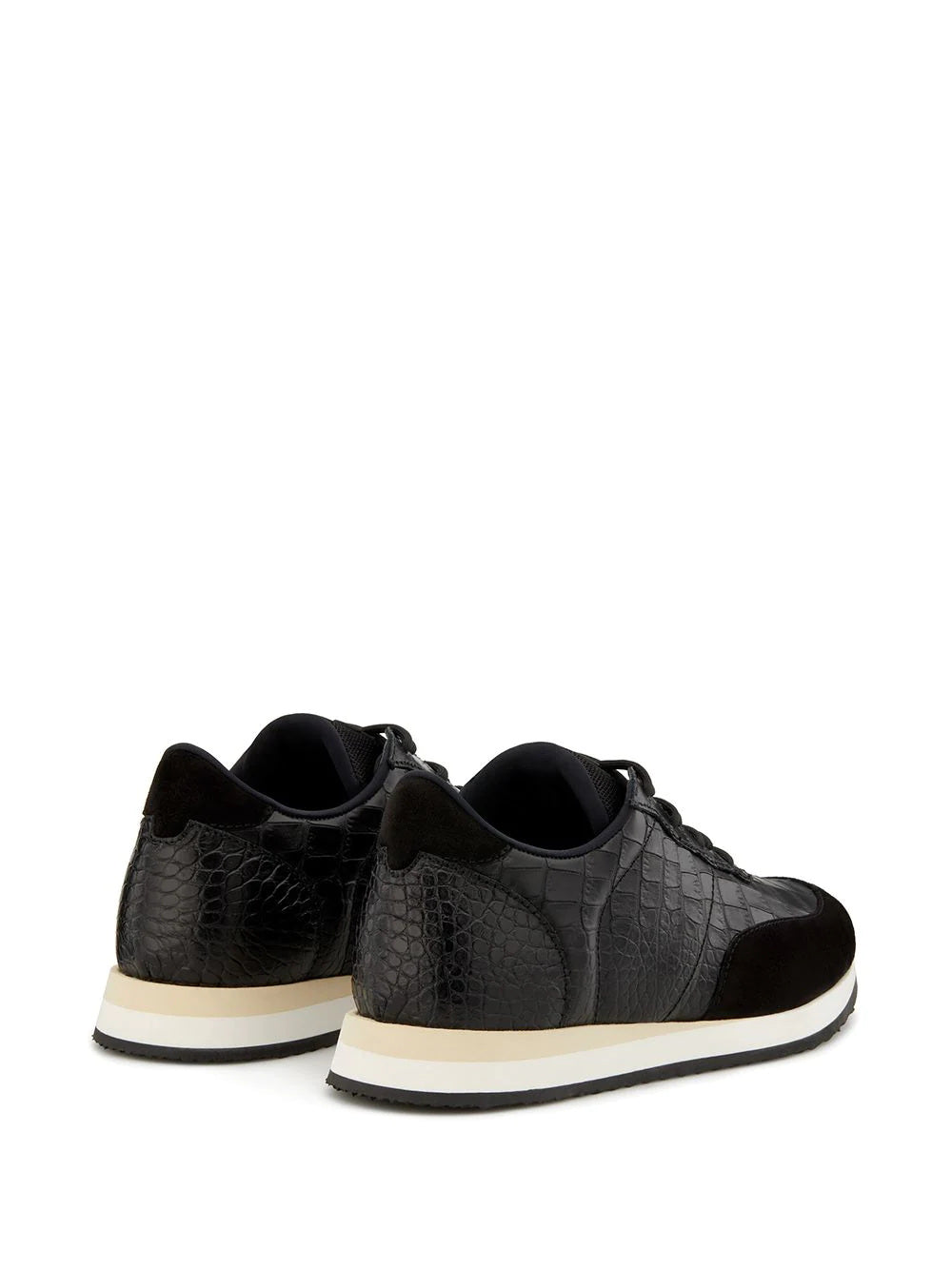 Black Jimy Textured Suede Accents Leather Sneakers