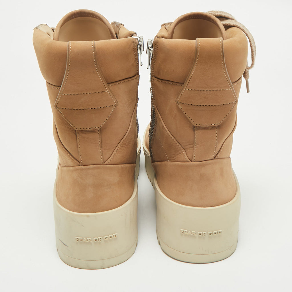 Fear Of God Brown Nubuck Leather Military High Top Sneakers