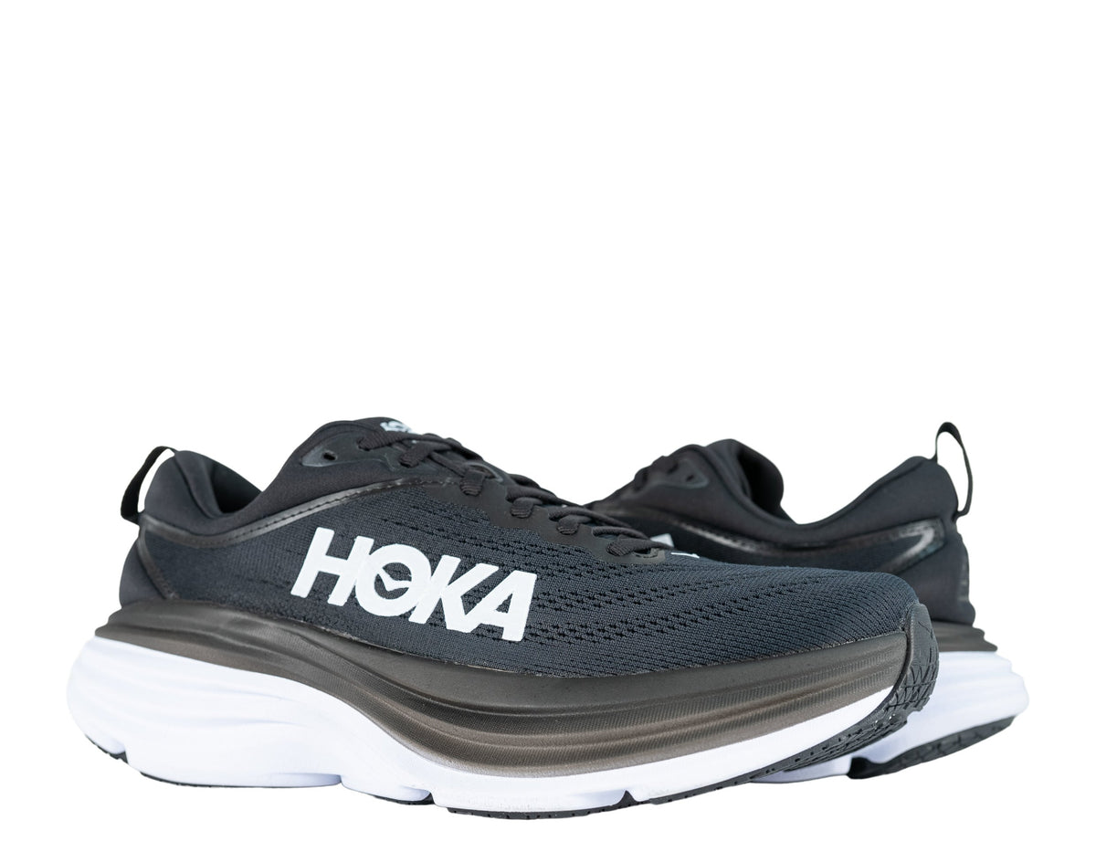 Men's Hoka Bondi 8 Running Shoes 1123202-BWHT Black White