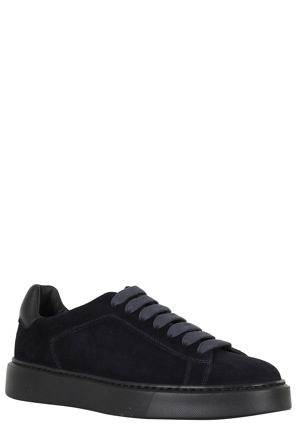 Blue/Black Suede Leather Low-Top Sneakers