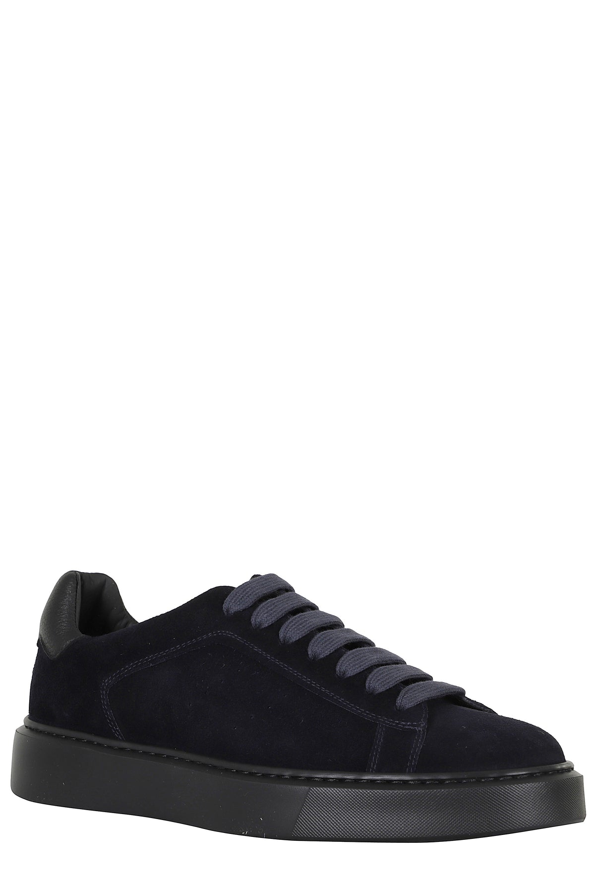 Blue/Black Suede Leather Low-Top Sneakers