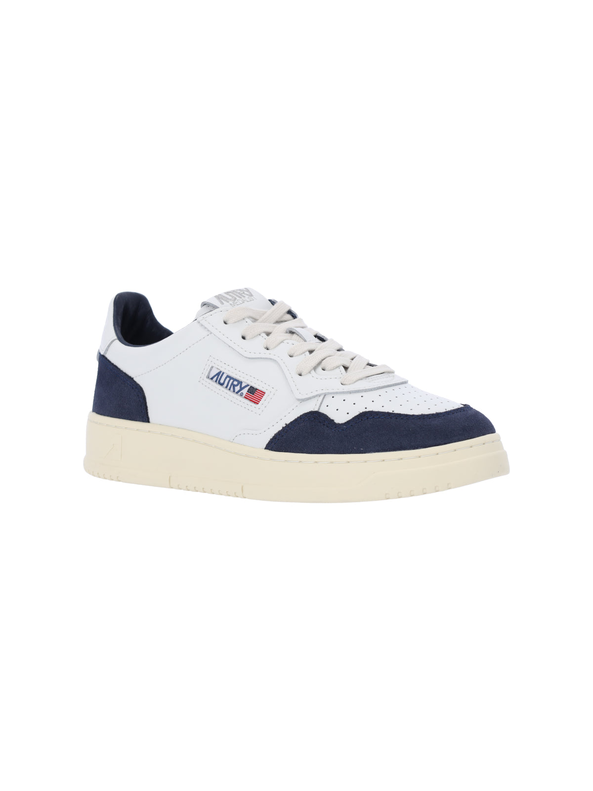 Low-top Sneakers with Navy Suede Accents