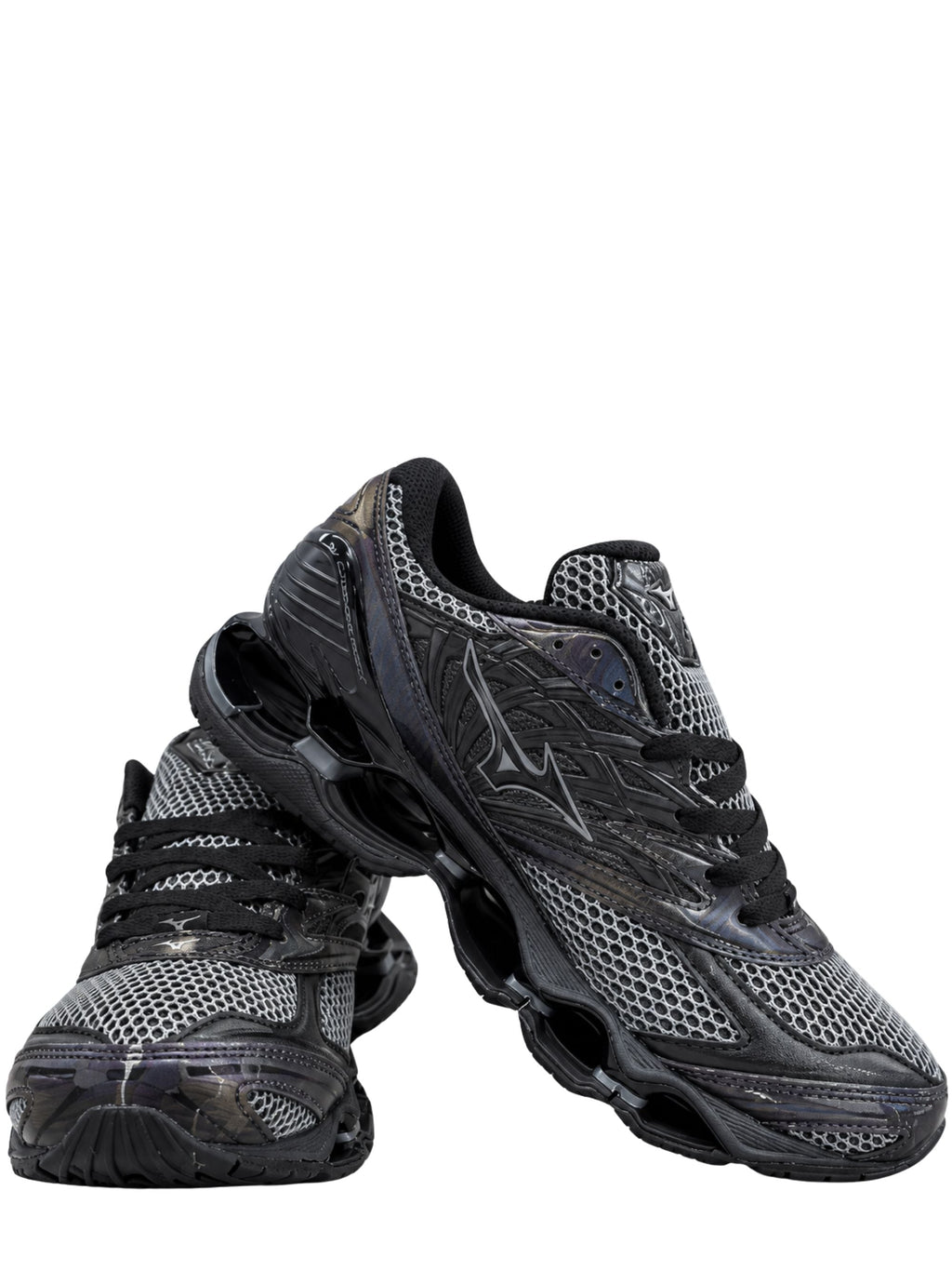 Futuristic Wave Prophecy Sneakers with Glossy Sculpted Sole