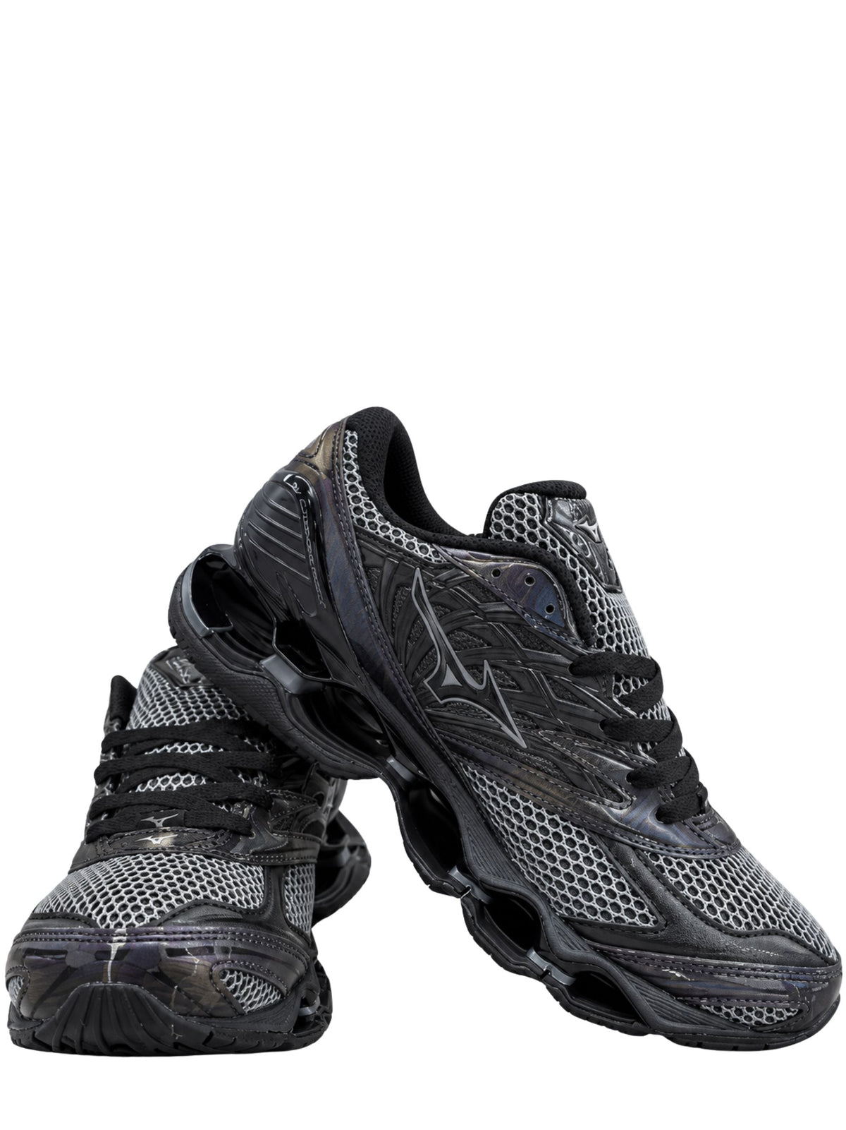 Futuristic Wave Prophecy Sneakers with Glossy Sculpted Sole
