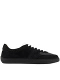 Low-Top Black Suede and Leather Sneakers with Contrast Details