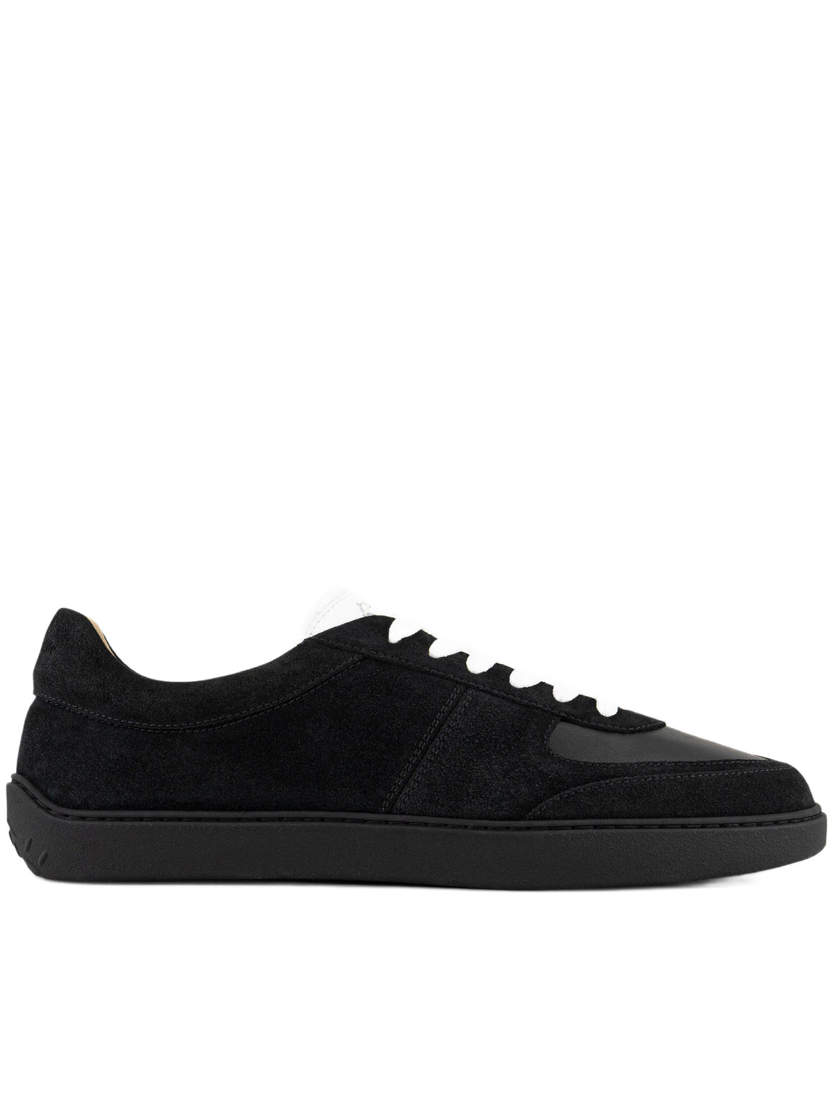 Low-Top Black Suede and Leather Sneakers with Contrast Details