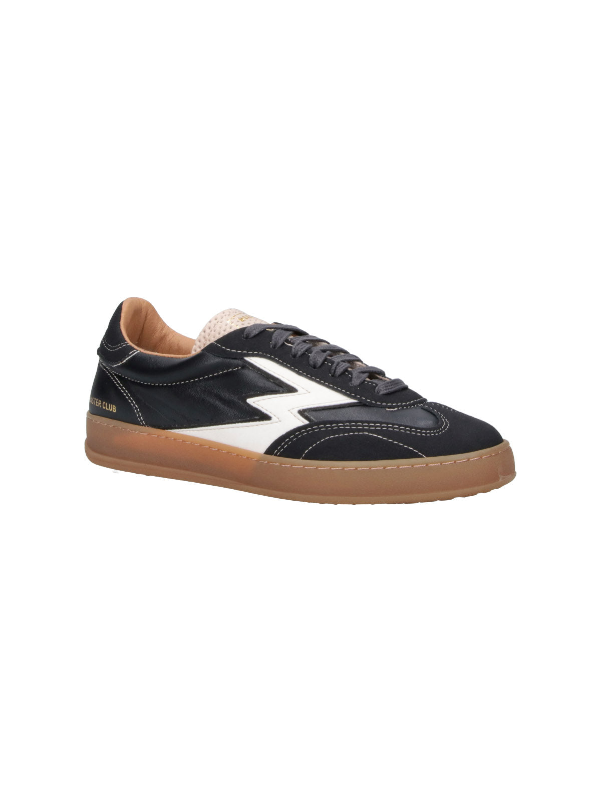 Black Club Leather Suede Accent Sneakers
