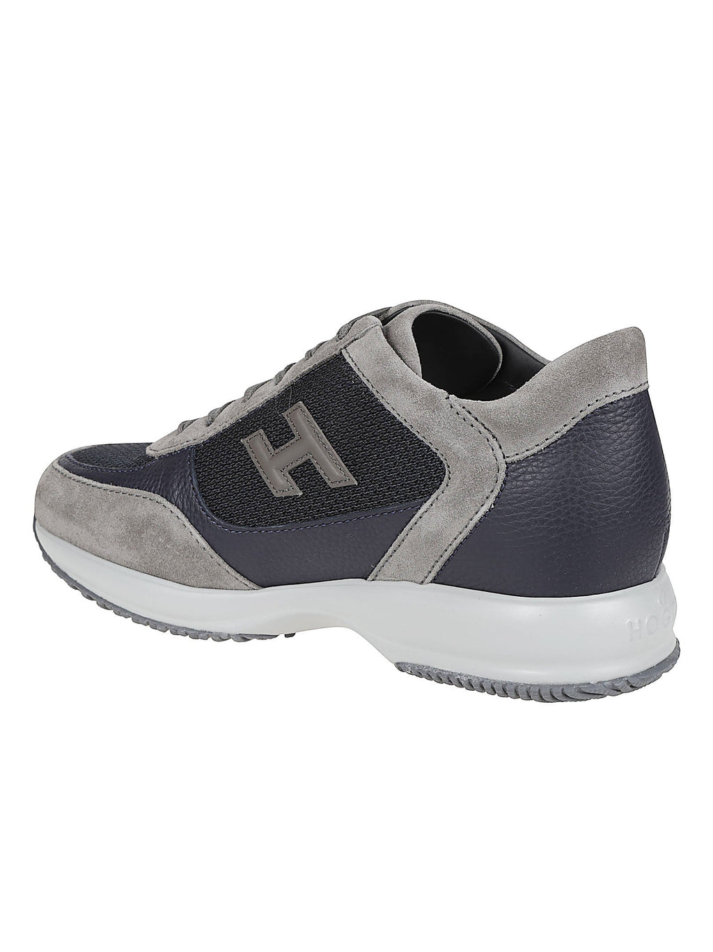 Interactive Leather Suede-Trim Sneakers