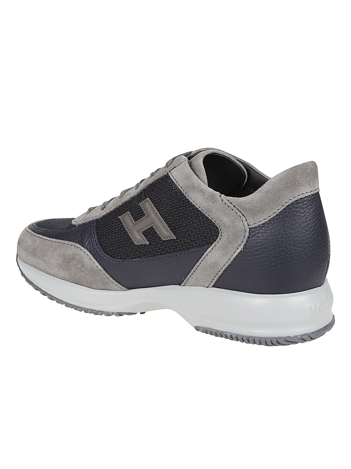 Interactive Leather Suede-Trim Sneakers