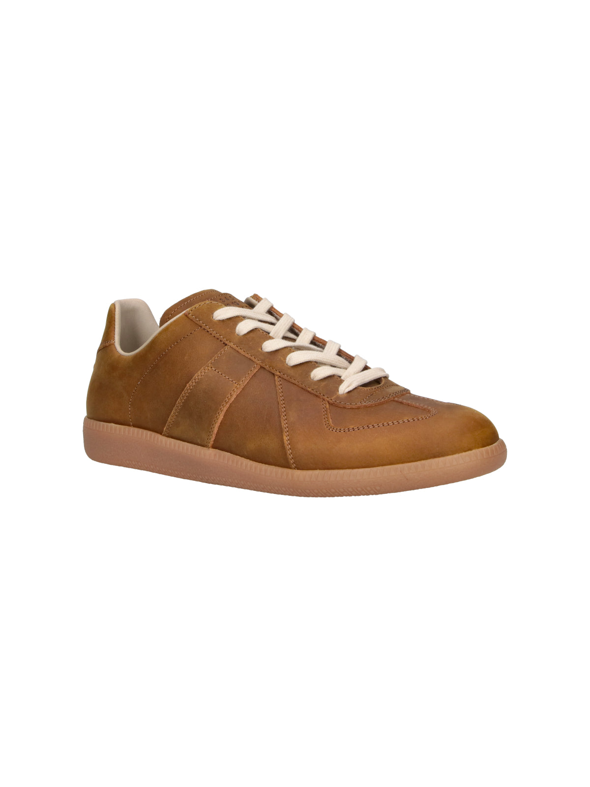 Brown Low-Top Leather Sneakers