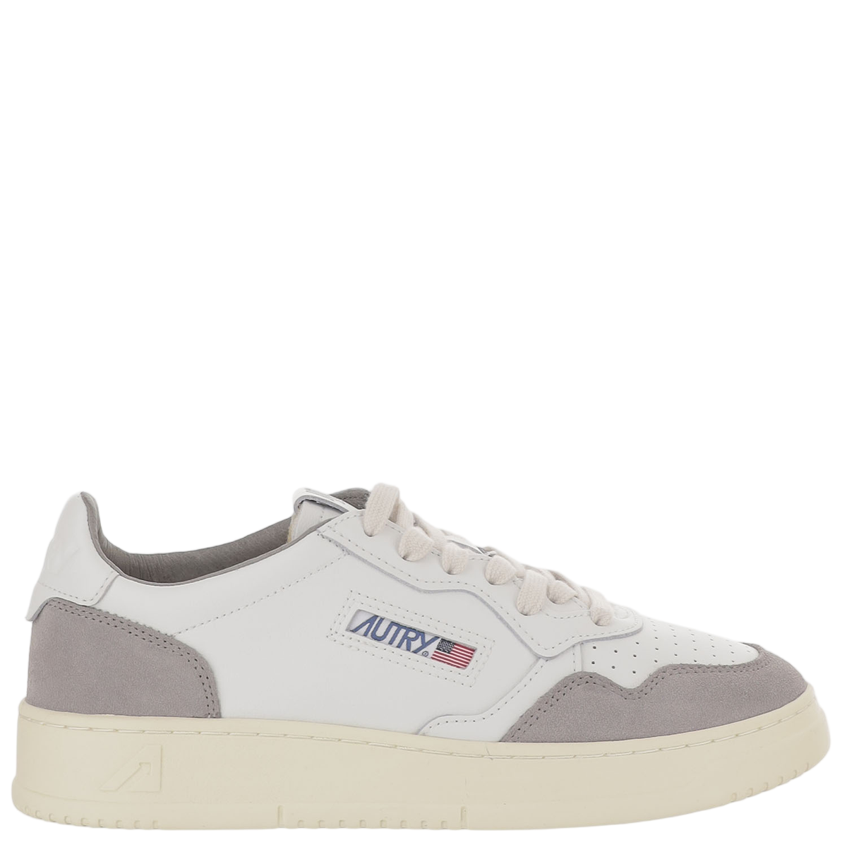 Low-Top Leather Sneakers with Suede Inserts and Logo Details