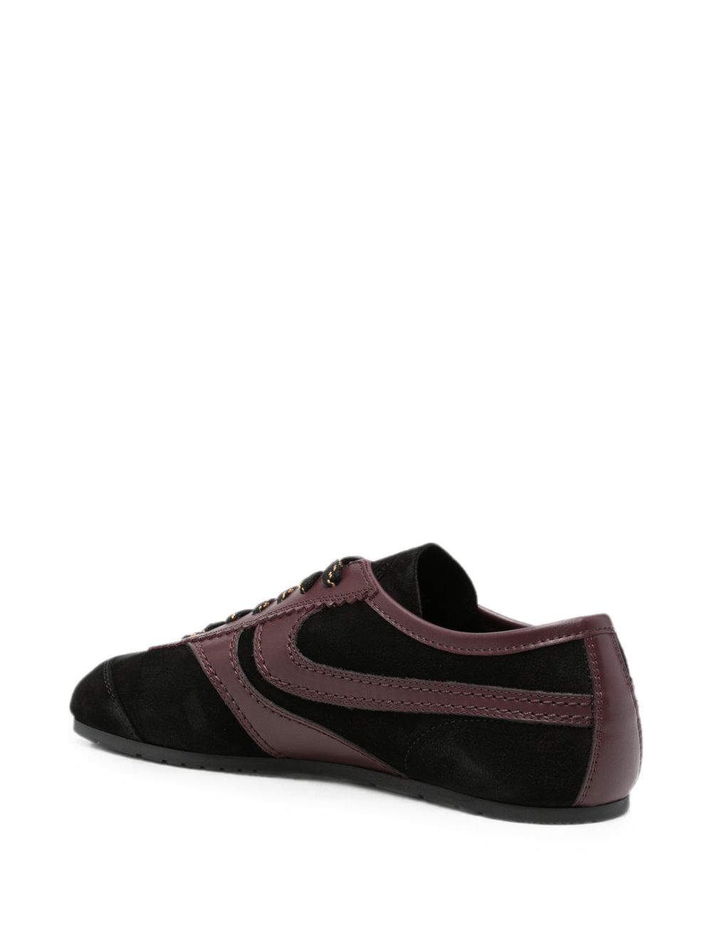 Low-Profile Sneakers With Glossy Overlays And Patterned Laces