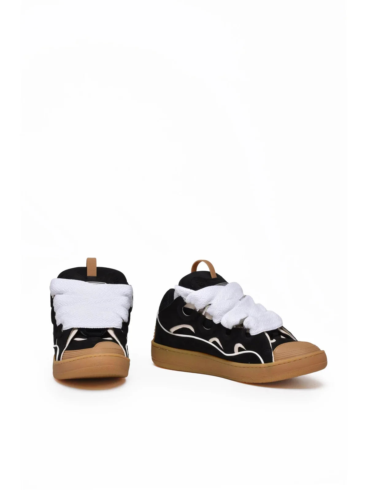 Lanvin Curb Suede Sneakers - Black/White