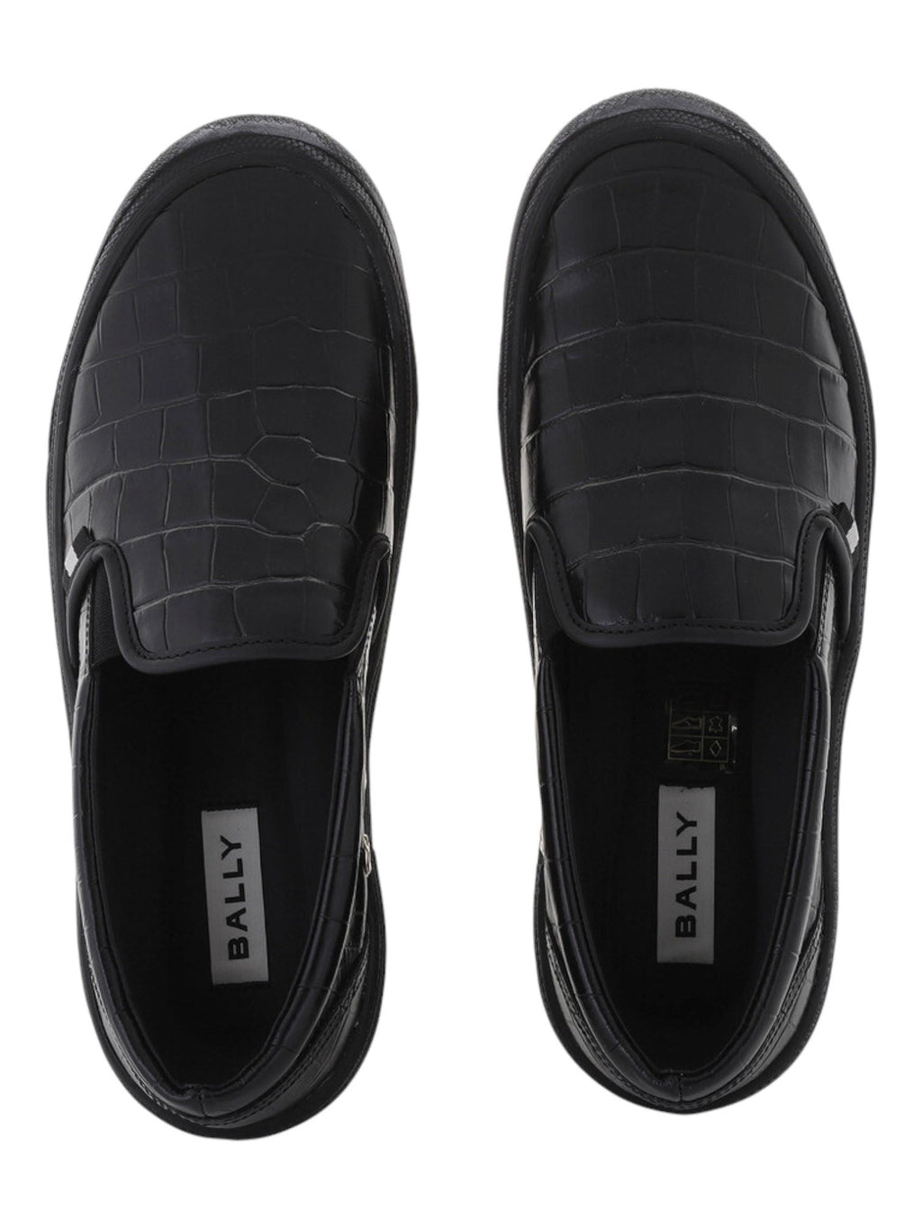 Bally Leory 6305333 Men's Black Croc Embossed Leather Sneakers