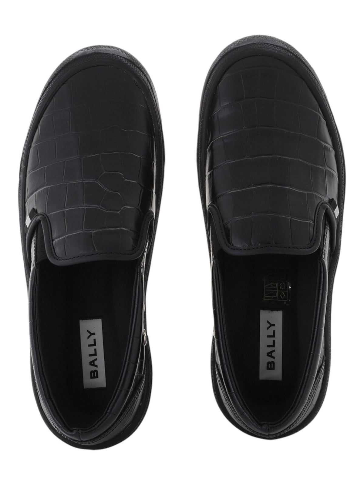 Bally Leory 6305333 Men's Black Croc Embossed Leather Sneakers