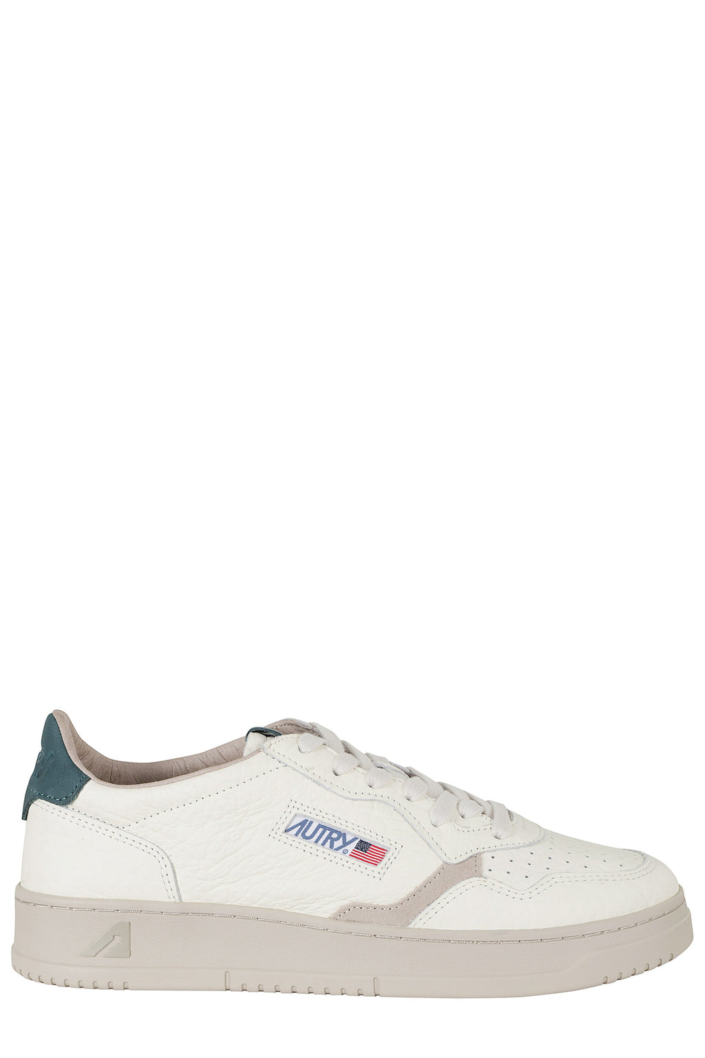 Cream Green Medalist Low Leather Sneakers