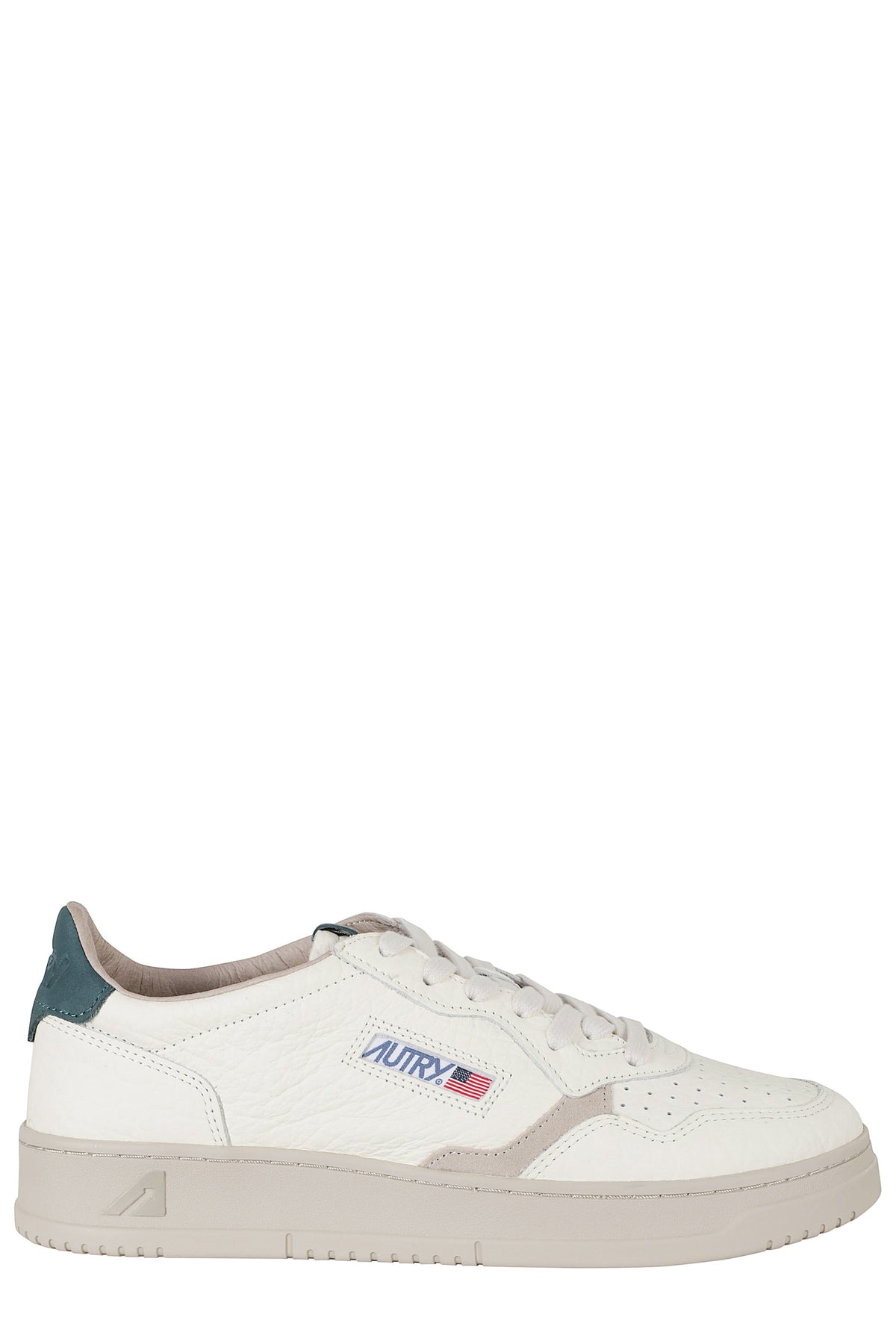 Cream Green Medalist Low Leather Sneakers