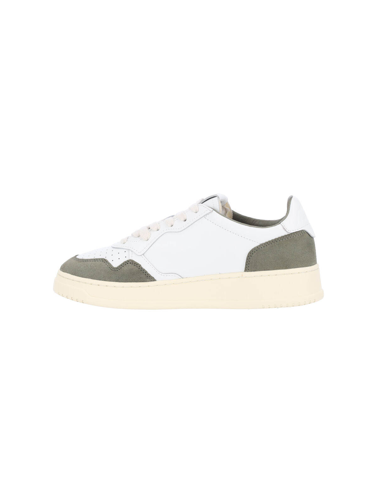 Low-Top Sneakers with Olive Green Suede Overlays