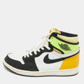 Air Jordans Multicolor Leather Jordan 1 Retro High White Black Volt University Gold Sneakers
