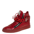 Giuseppe Zanotti Red Leather Chain Detail High Top Sneakers
