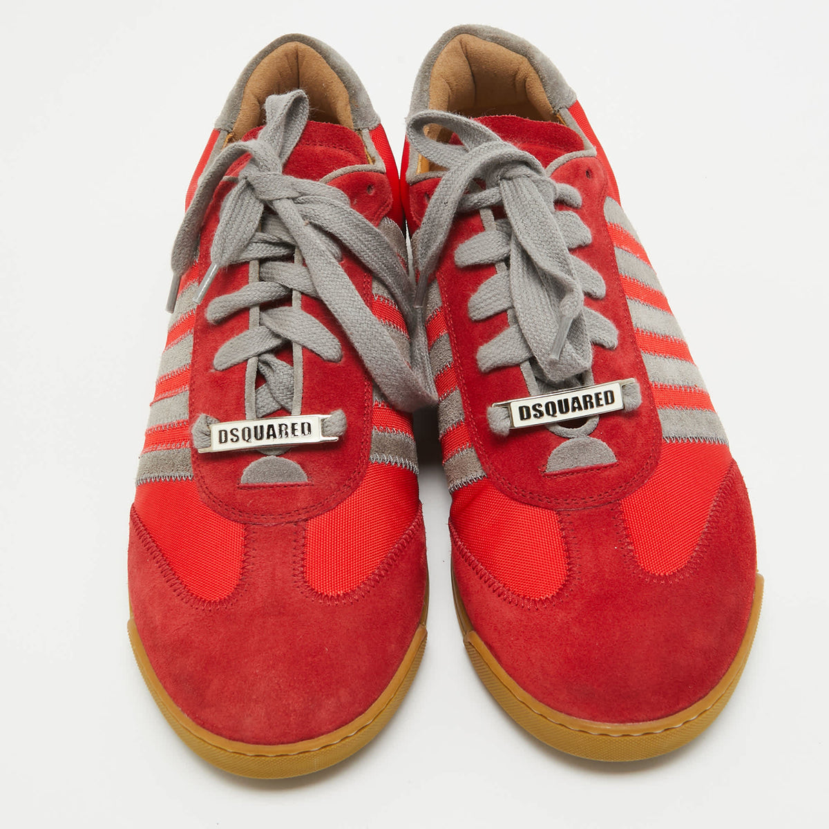 Dsquared2 Red/grey Suede And Canvas Low Top Sneakers